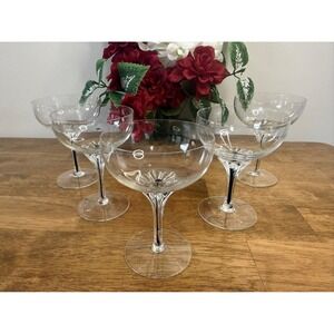 Vintage Balfour Exquisite Crystal‎ Champagne Coupes Set Holiday Barware Bar Cart